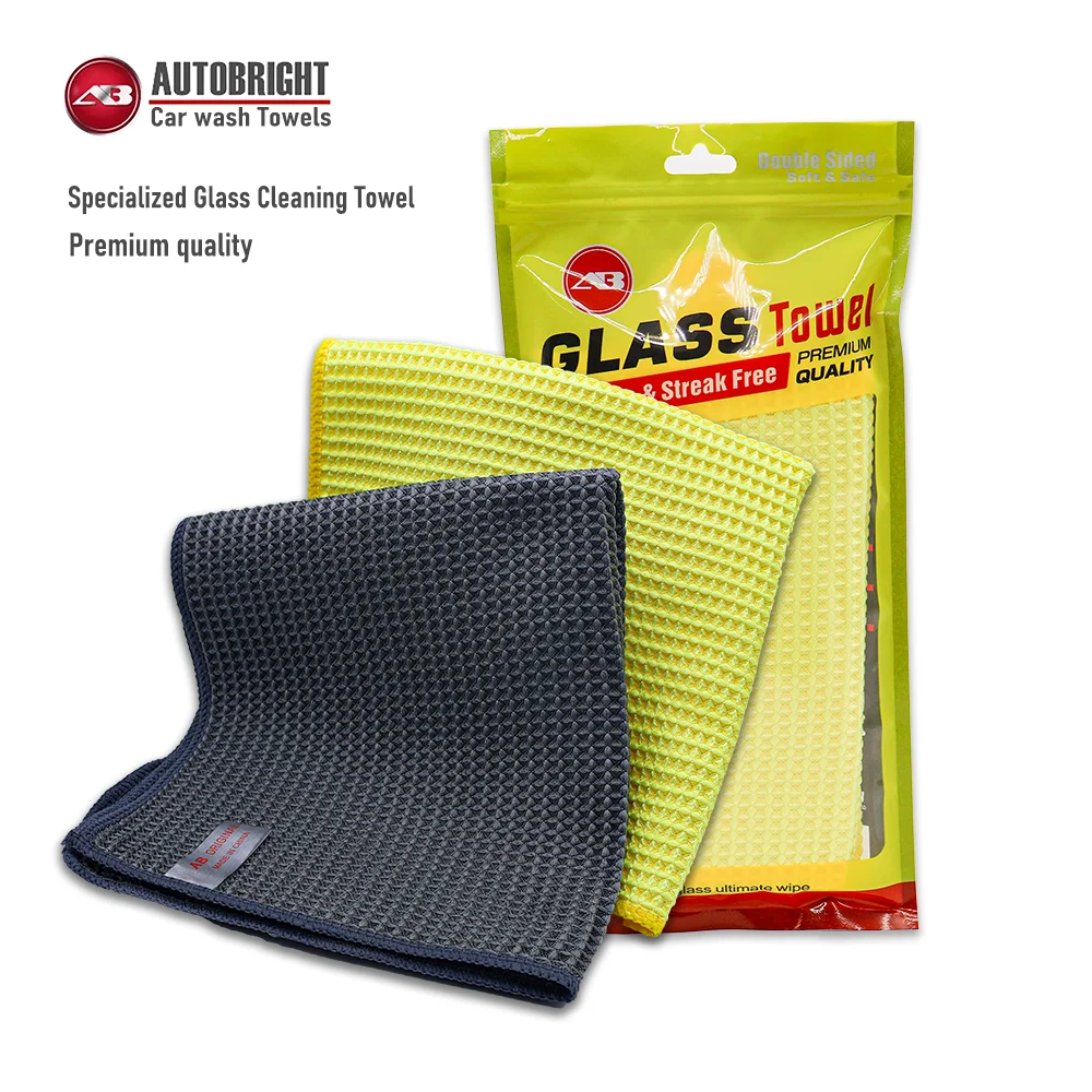 AUTOBRIGHT 40x40cm serviette de nettoyage de verre jaune gris serviettes de lavage détails de voiture chiffon de séchage ustensiles de cuisine accessoires de nettoyage