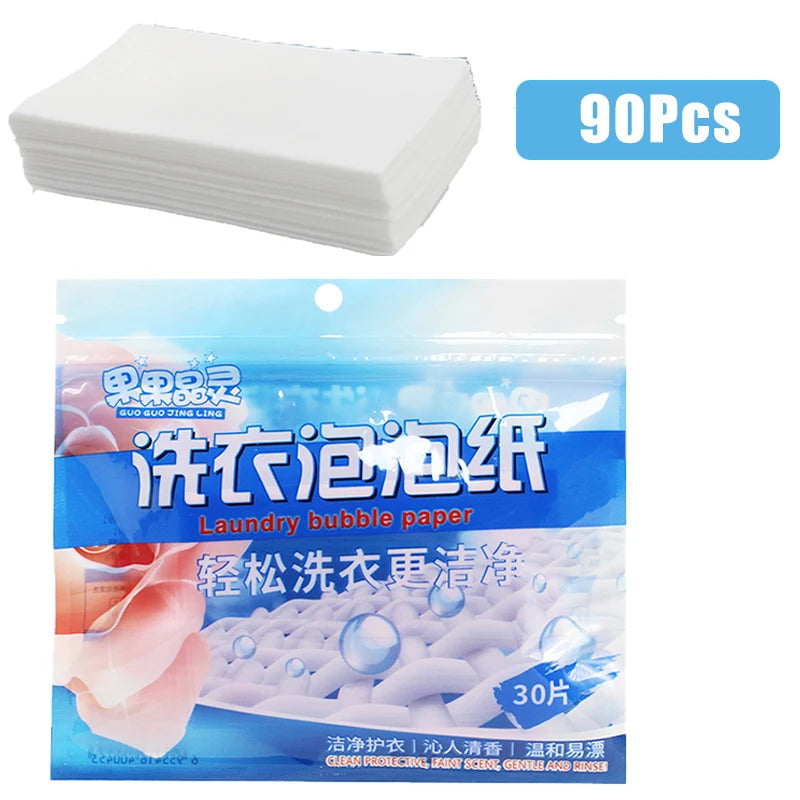 30/60/90/120 pièces comprimés de lessive portables nettoyage des vêtements papier à lessive concentré poudre à laver détergent Machines à laver