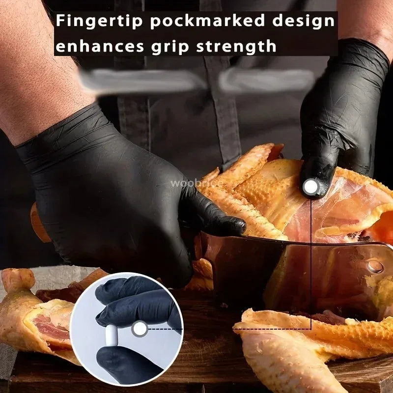 Gants en Latex noir Xl, en Pvc, jetables, en Nitrile, pour le travail ménager, le nettoyage de l'industrie de la voiture, outils de jardinage et de cuisine
