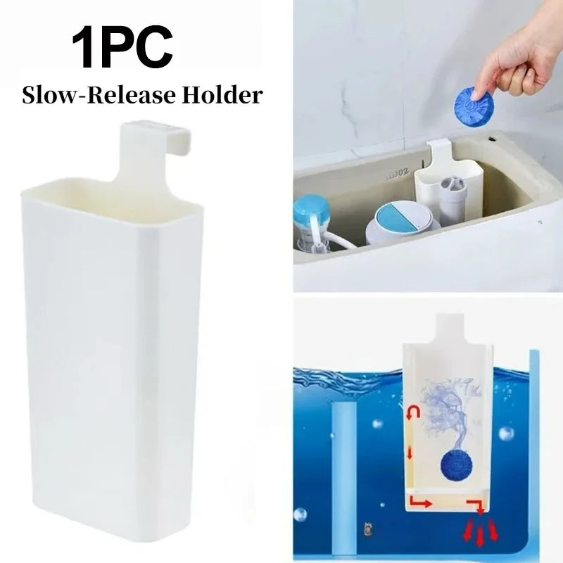 Distributeur de nettoyant solide pour toilettes - Pièce de rechange pour réservoir, Boîte tampon nettoyante pour cuvette de toilettes, Distributeur suspendu à libération lente, Prolonge le temps de nettoyage