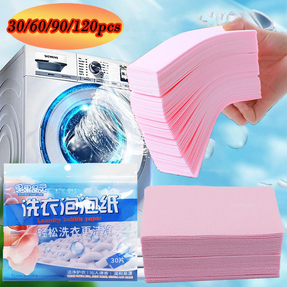 30/60/90/120 pièces comprimés de lessive portables nettoyage des vêtements papier à lessive concentré poudre à laver détergent Machines à laver