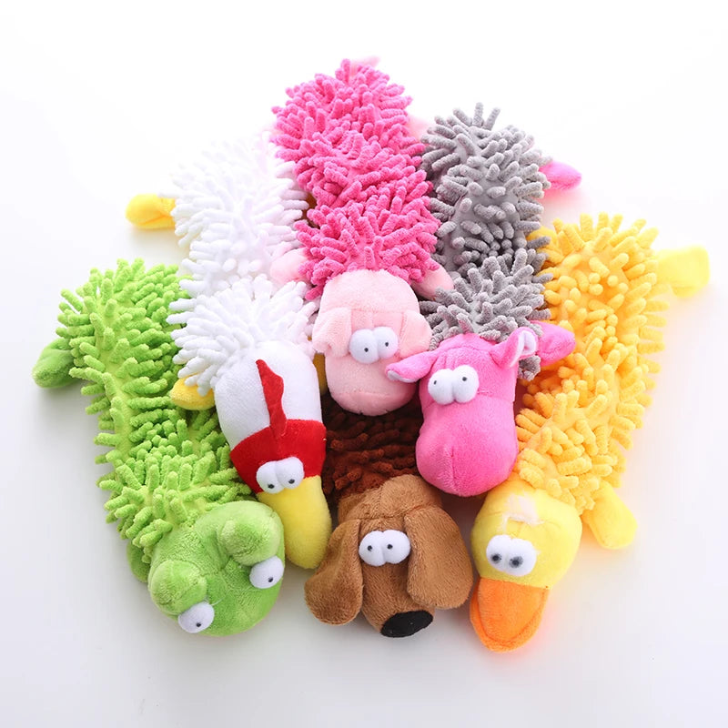 Jouet en peluche sonore pour chien, vadrouille, coque en fourrure, grenouille, hippopotame, fournitures de meulage des dents
