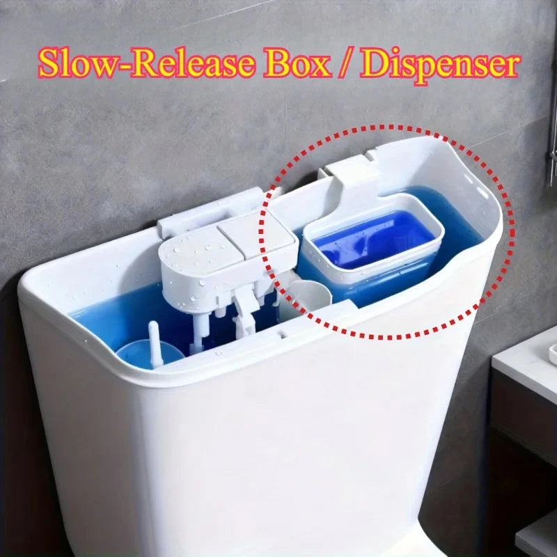 Distributeur de nettoyant solide pour toilettes - Pièce de rechange pour réservoir, Boîte tampon nettoyante pour cuvette de toilettes, Distributeur suspendu à libération lente, Prolonge le temps de nettoyage