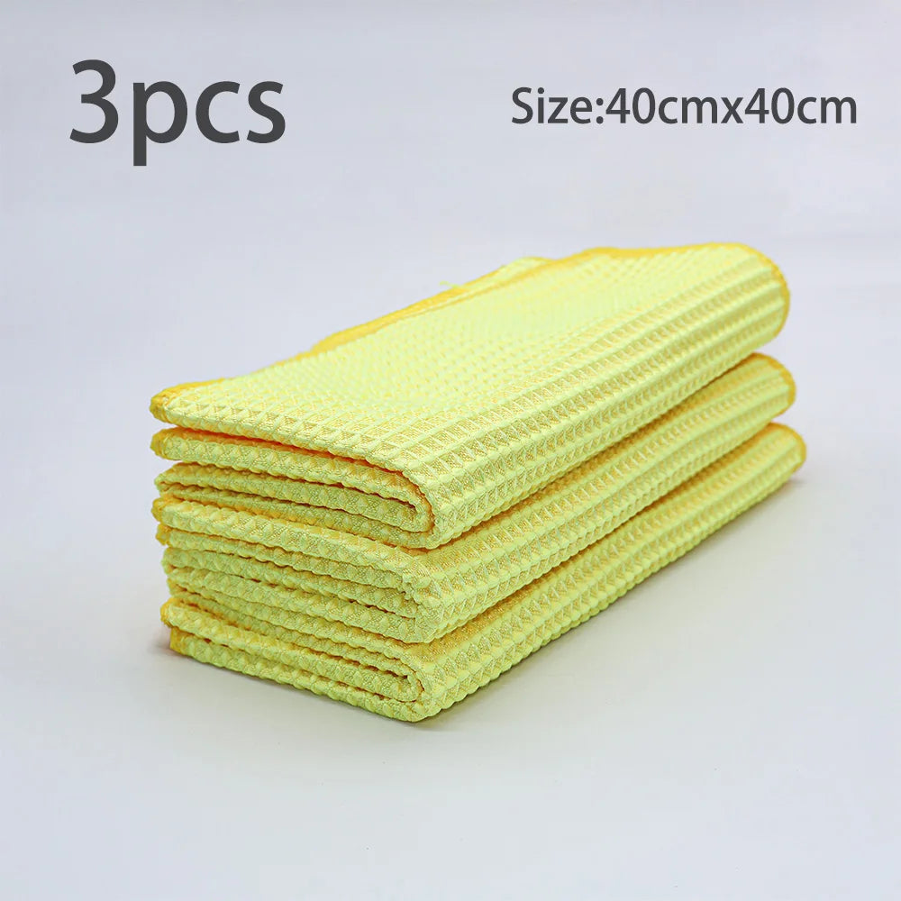 AUTOBRIGHT 40x40cm serviette de nettoyage de verre jaune gris serviettes de lavage détails de voiture chiffon de séchage ustensiles de cuisine accessoires de nettoyage