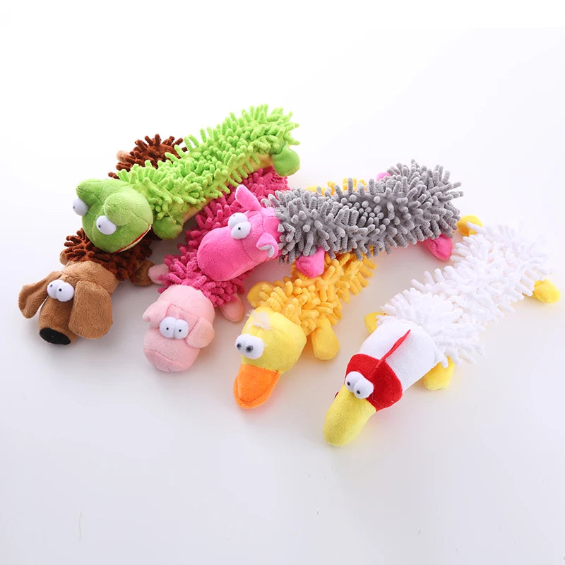 Jouet en peluche sonore pour chien, vadrouille, coque en fourrure, grenouille, hippopotame, fournitures de meulage des dents
