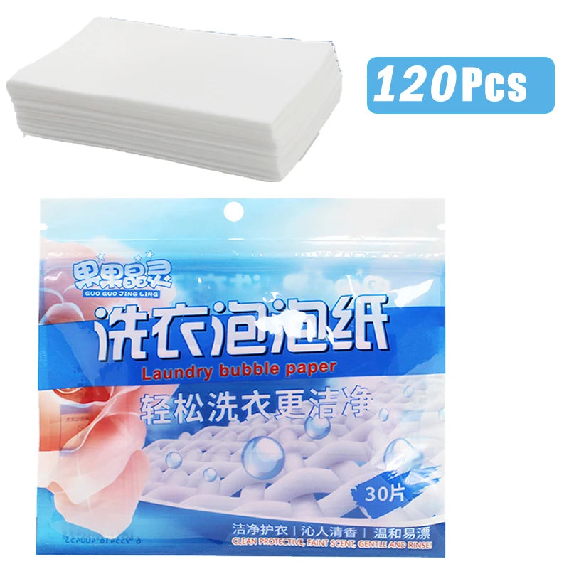 30/60/90/120 pièces comprimés de lessive portables nettoyage des vêtements papier à lessive concentré poudre à laver détergent Machines à laver