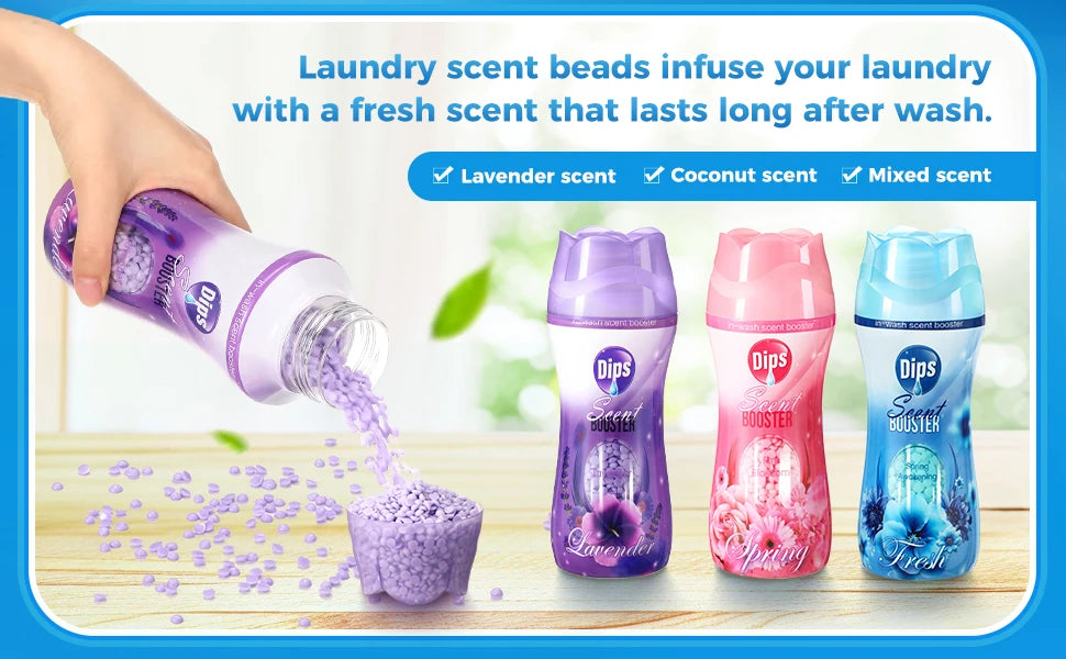 Perles de parfum pour le linge, booster de lavage parfumé, boosters de lavage fraîcheur lavande et noix de coco