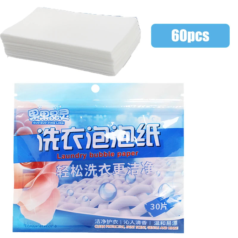 30/60/90/120 pièces comprimés de lessive portables nettoyage des vêtements papier à lessive concentré poudre à laver détergent Machines à laver