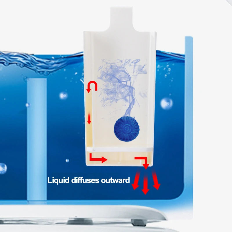 Distributeur de nettoyant solide pour toilettes - Pièce de rechange pour réservoir, Boîte tampon nettoyante pour cuvette de toilettes, Distributeur suspendu à libération lente, Prolonge le temps de nettoyage
