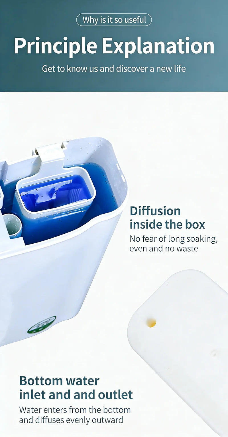 Distributeur de nettoyant solide pour toilettes - Pièce de rechange pour réservoir, Boîte tampon nettoyante pour cuvette de toilettes, Distributeur suspendu à libération lente, Prolonge le temps de nettoyage