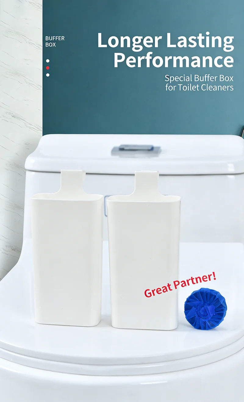 Distributeur de nettoyant solide pour toilettes - Pièce de rechange pour réservoir, Boîte tampon nettoyante pour cuvette de toilettes, Distributeur suspendu à libération lente, Prolonge le temps de nettoyage
