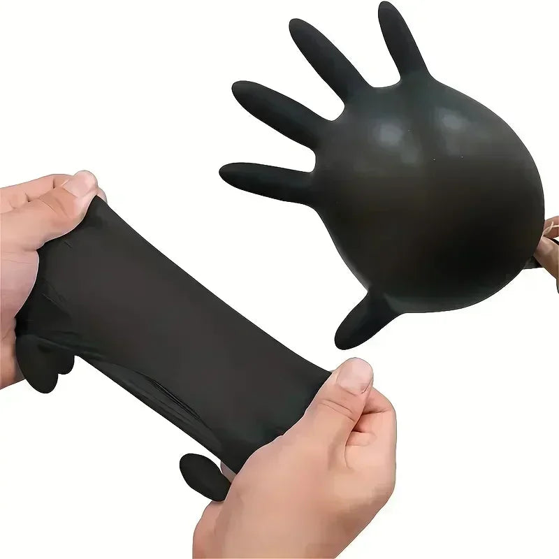 Gants en Latex noir Xl, en Pvc, jetables, en Nitrile, pour le travail ménager, le nettoyage de l'industrie de la voiture, outils de jardinage et de cuisine