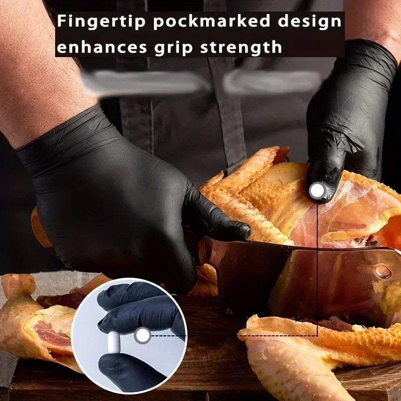 Gants en Latex noir Xl, en Pvc, jetables, en Nitrile, pour le travail ménager, le nettoyage de l'industrie de la voiture, outils de jardinage et de cuisine