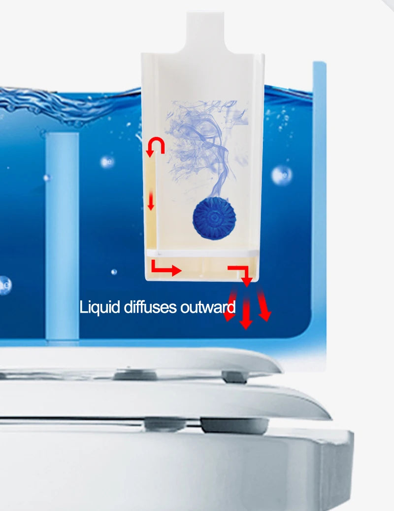 Distributeur de nettoyant solide pour toilettes - Pièce de rechange pour réservoir, Boîte tampon nettoyante pour cuvette de toilettes, Distributeur suspendu à libération lente, Prolonge le temps de nettoyage